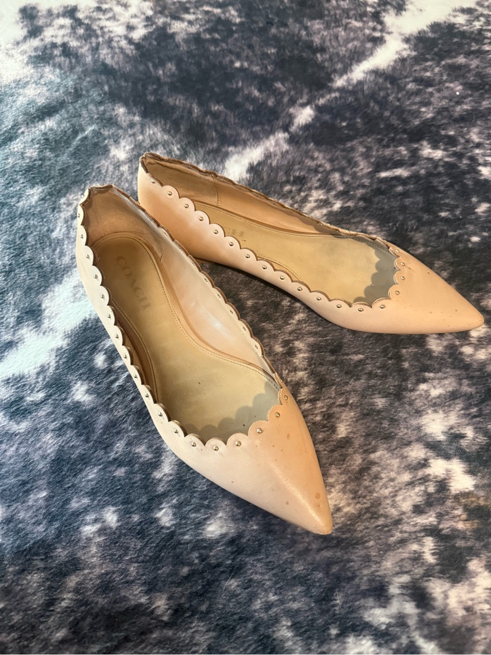 Jill Coach Women's Nude Scalloped Pointed Toe Flats
